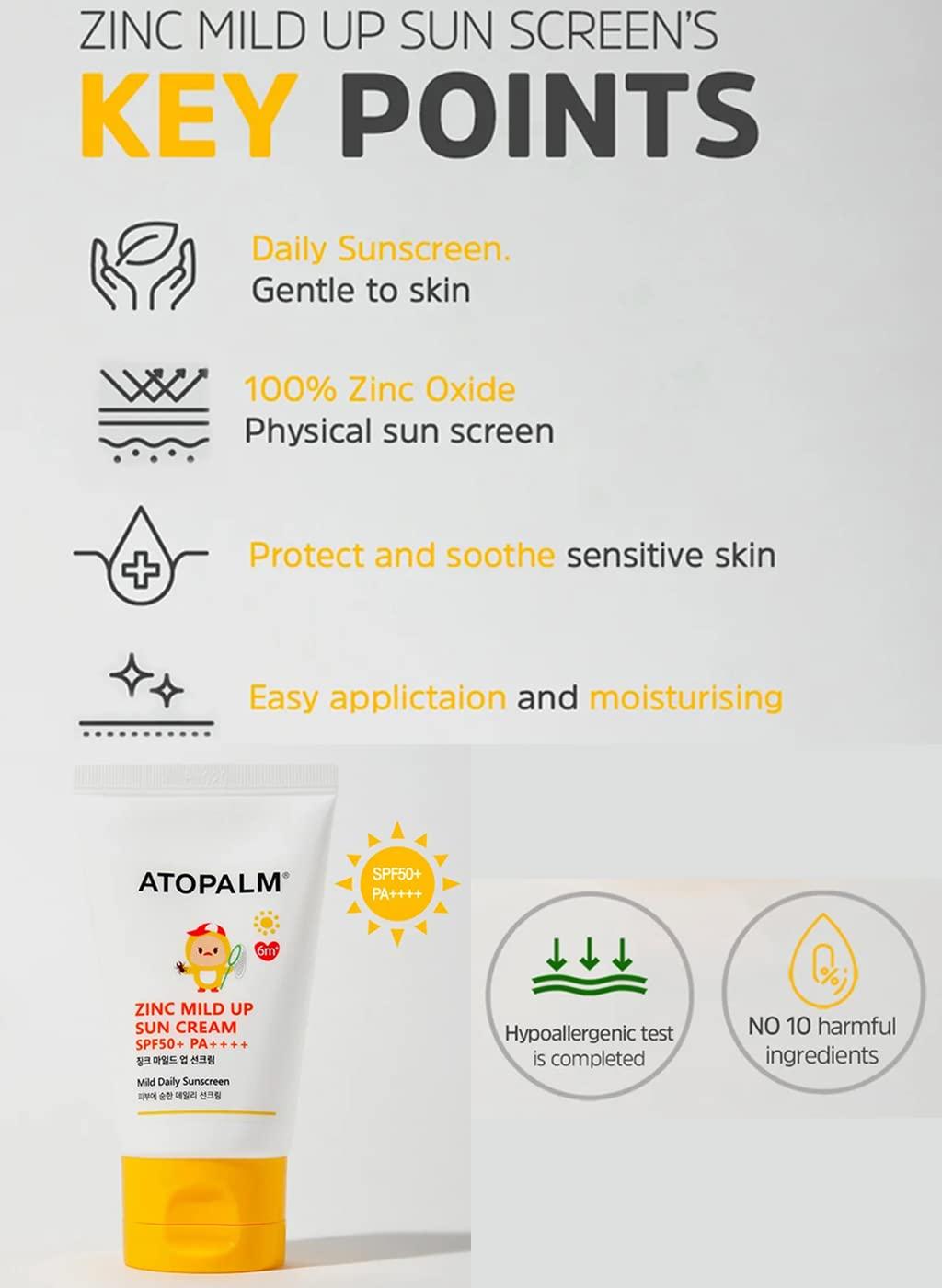 [ATOPALM] Zinc Mild Up Sun Cream SPF50+ PA++++ 65g image 4