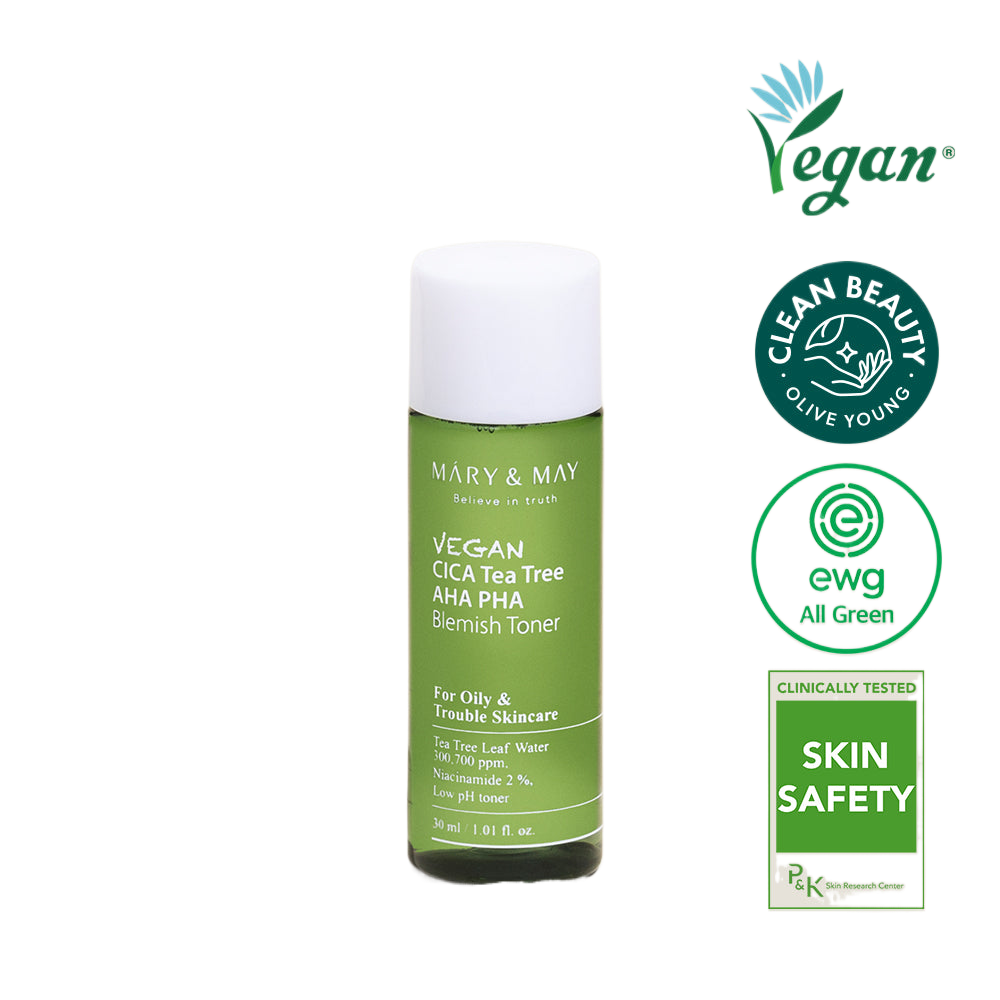 [MARY&MAY] Vegan CICA Tea Tree AHA PHA Blemish Toner - 30ml image 1