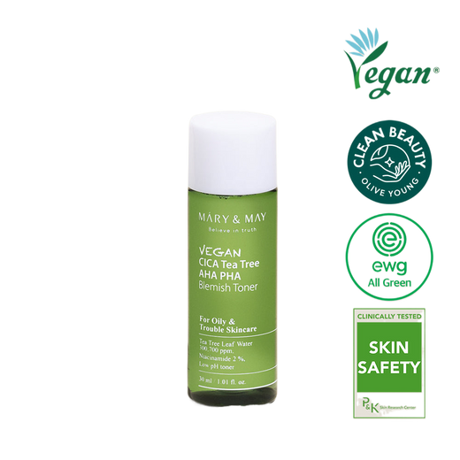 [MARY&MAY] Vegan CICA Tea Tree AHA PHA Blemish Toner - 30ml