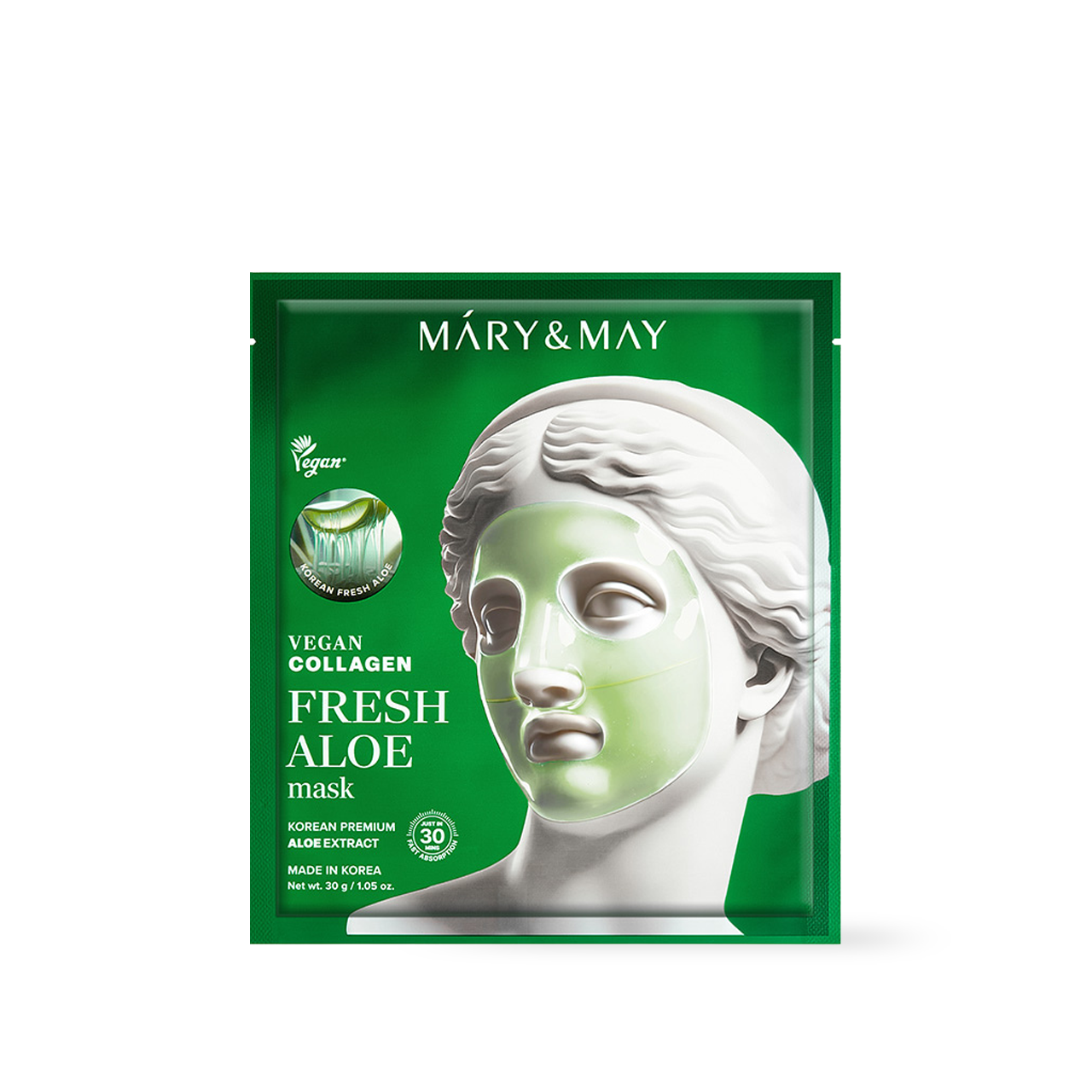 [Mary&May] Vegan Collagen Fresh Aloe Mask (30g x4) image 2