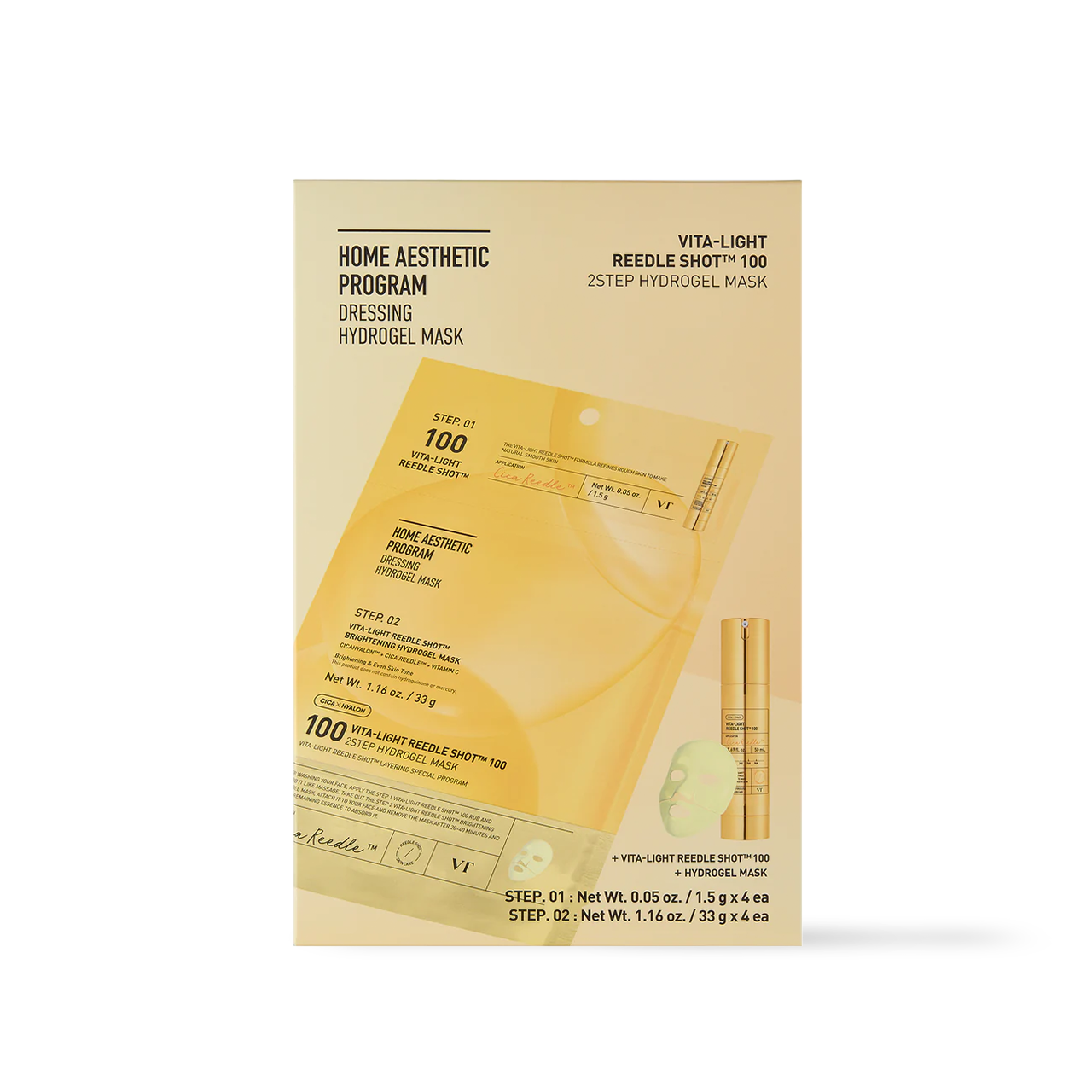 [VT Cosmetics] VITA-LIGHT Reedle Shot 100 2STEP Hydrogel Mask - 2type image 1